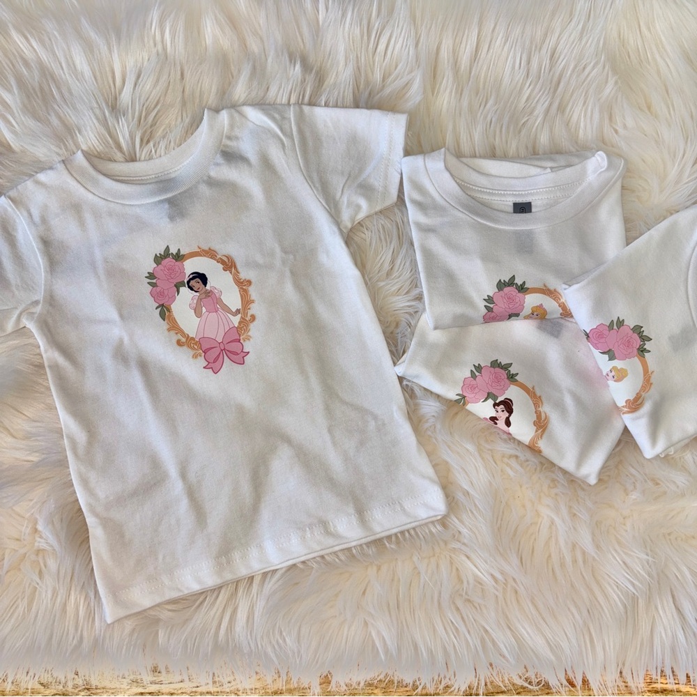 Disney Princess White T-Shirt with Floral Mirror Design Toddler